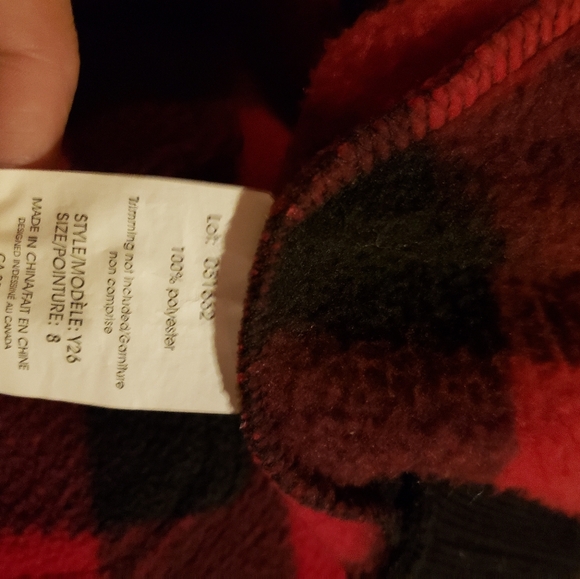 Plaid Lumberjack Kids Furry Hooded Jacket sz 8 - Picture 9 of 9